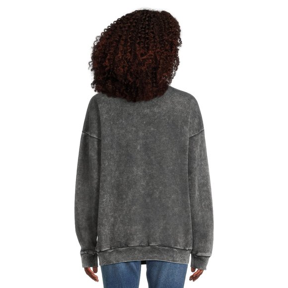 No Boundaries Juniors’ Washed Graphic Sweatshirt, Sizes XS-XXXL-Black Shoot - Picture 4 of 5